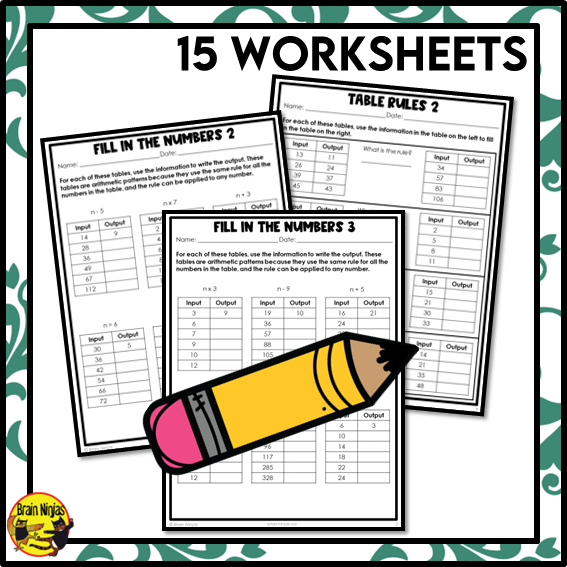 Patterns in Tables and Charts Math Worksheets | Paper | Grade 5