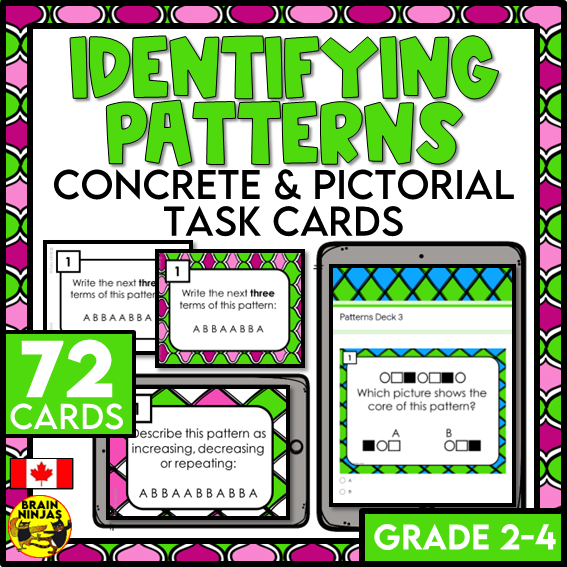 Describing and Extending Patterns Math Task Cards | Paper and Digital