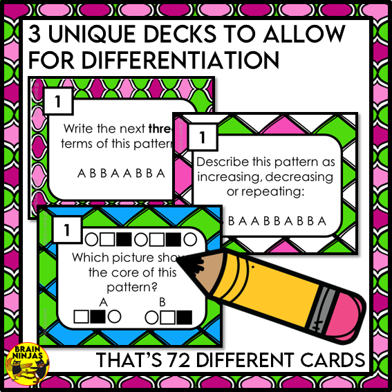 Describing and Extending Patterns Math Task Cards | Paper and Digital