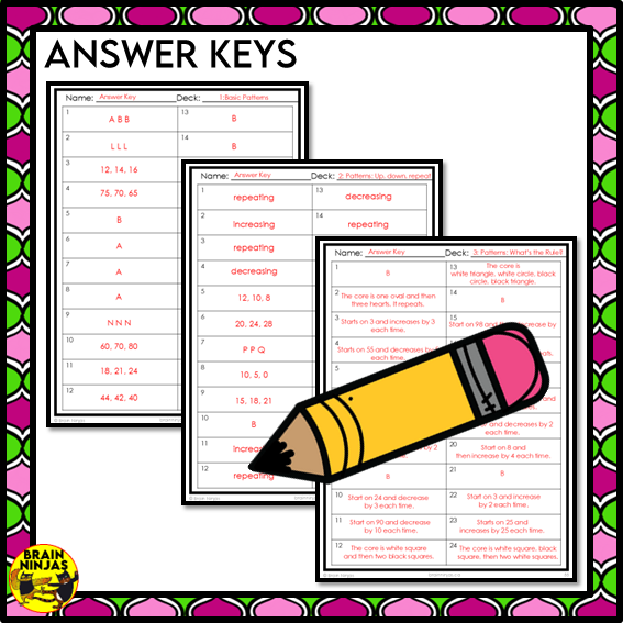 Describing and Extending Patterns Math Task Cards | Paper and Digital