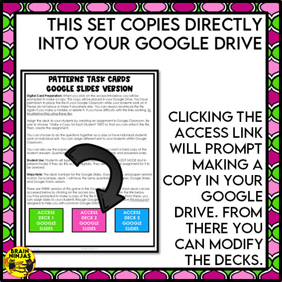 Describing and Extending Patterns Math Task Cards | Paper and Digital