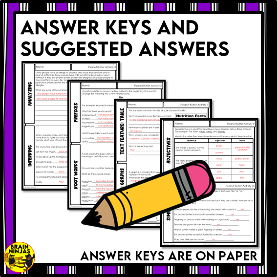 Peanut Butter Reading Comprehension Activities | Paper and Digital