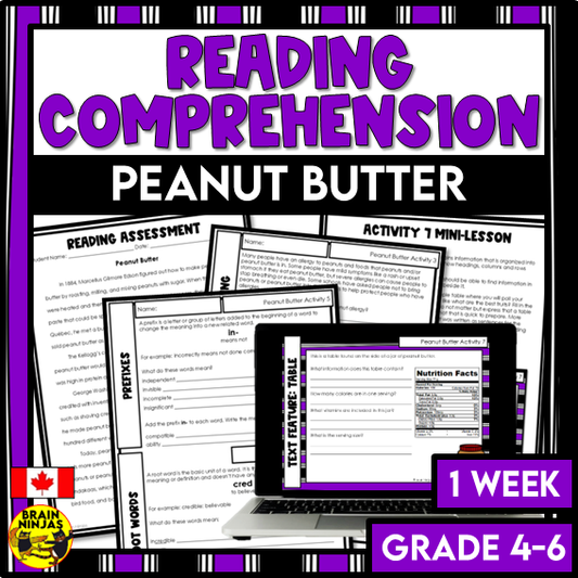 Peanut Butter Reading Comprehension Activities | Paper and Digital