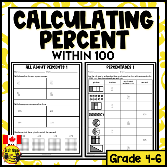 Calculating and Representing Percent Math Worksheets | Paper