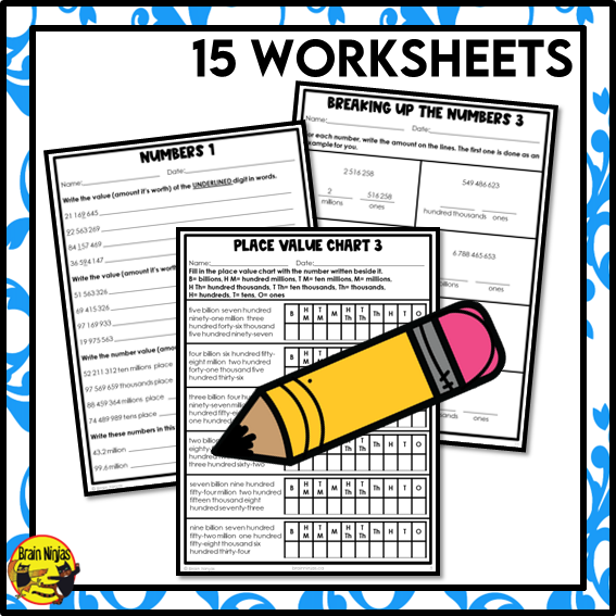 Place Value to 1 000 000 000 Math Worksheets | Paper | Grade 6