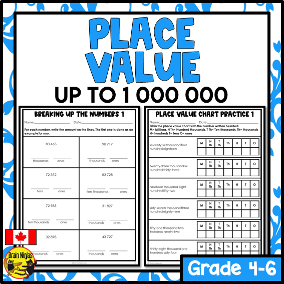 Place Value to 1 000 000 Math Worksheets | Paper | Grade 4 Grade 5