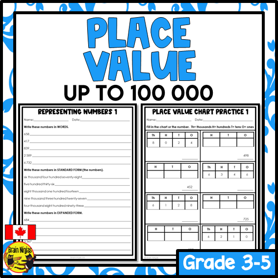 Place Value to 100 000 Math Worksheets | Paper