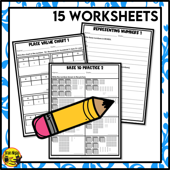 Place Value to 10 000 Math Worksheets | Paper