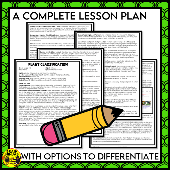 Plant Classification Lesson and Activities | Paper and Digital