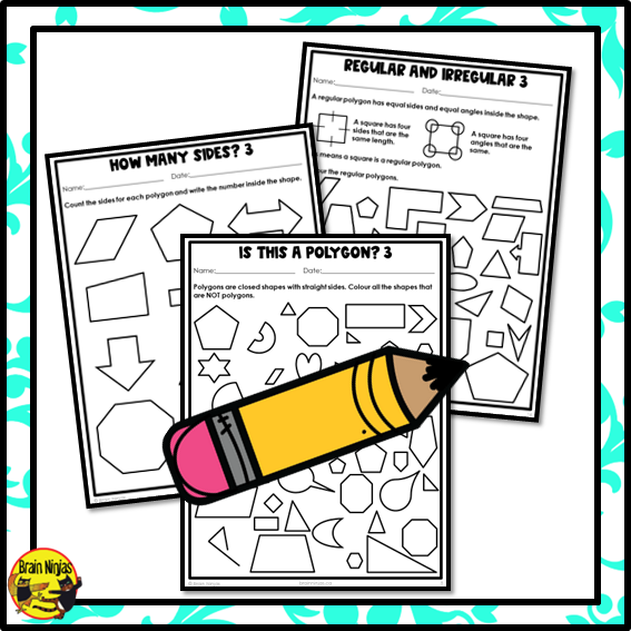 Attributes of Polygons Math Worksheets | Paper