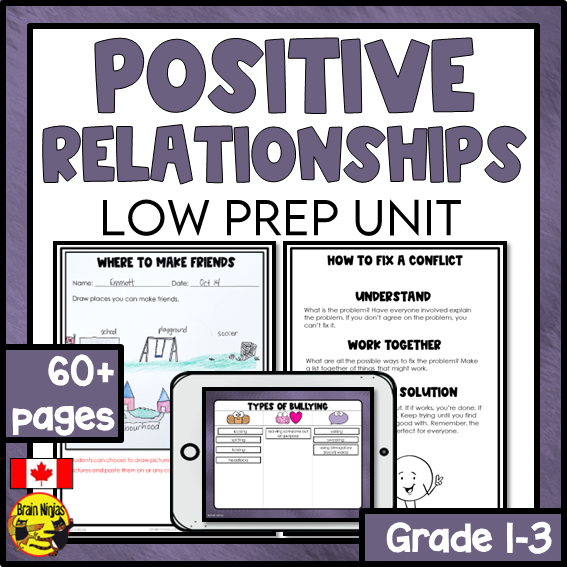 Positive Relationships, Anti-Bullying, Kindness and Friendship | Health and Wellness Unit | Paper and Digital | Grades 1 to 3