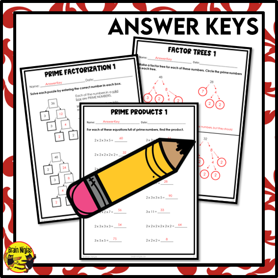 Prime Factorization within 100 Math Worksheets | Paper