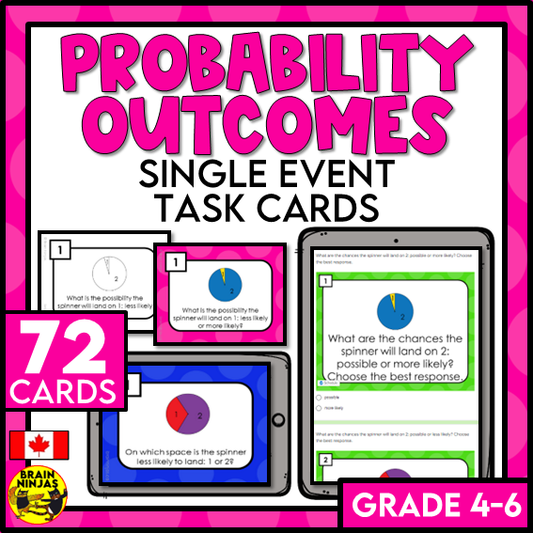 Describing and Predicting Probability Outcomes Math Task Cards | Paper and Digital