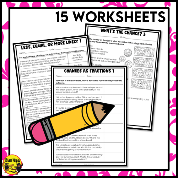 Predicting Probability Outcomes Math Worksheets | Paper | Single Event | Grade 5