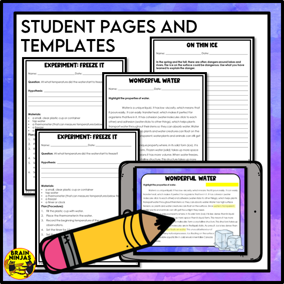 Properties of Water Lesson Experiments and Activities | Paper and Digital