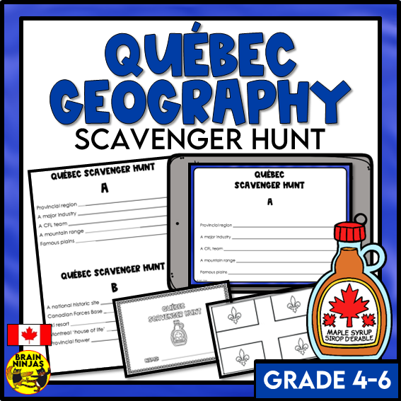 Quebec Geography Scavenger Hunt | Paper and Digital