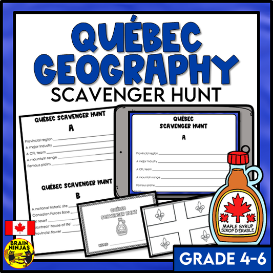 Quebec Geography Scavenger Hunt | Paper and Digital