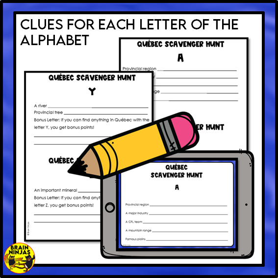 Quebec Geography Scavenger Hunt | Paper and Digital