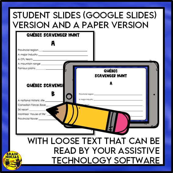 Quebec Geography Scavenger Hunt | Paper and Digital