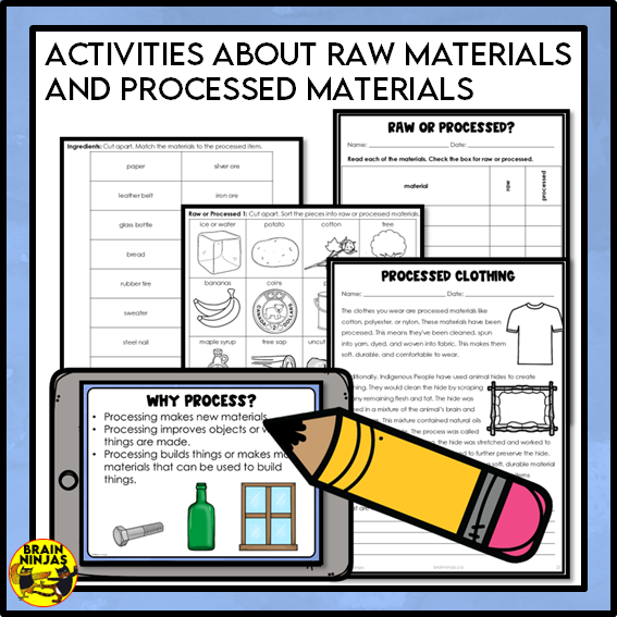 Raw and Processed Materials Lesson and Activities | Paper and Digital