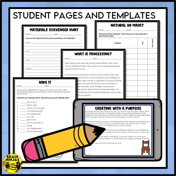 Raw and Processed Materials Lesson and Activities | Paper and Digital