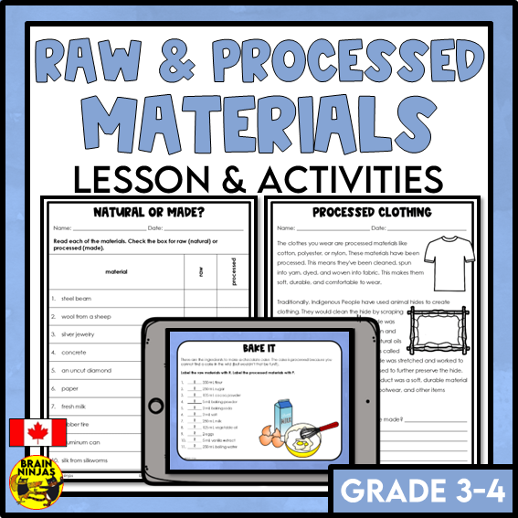 Raw and Processed Materials Lesson and Activities | Paper and Digital ...