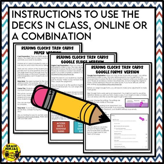 Reading Clocks to the Minute Task Cards | Paper and Digital