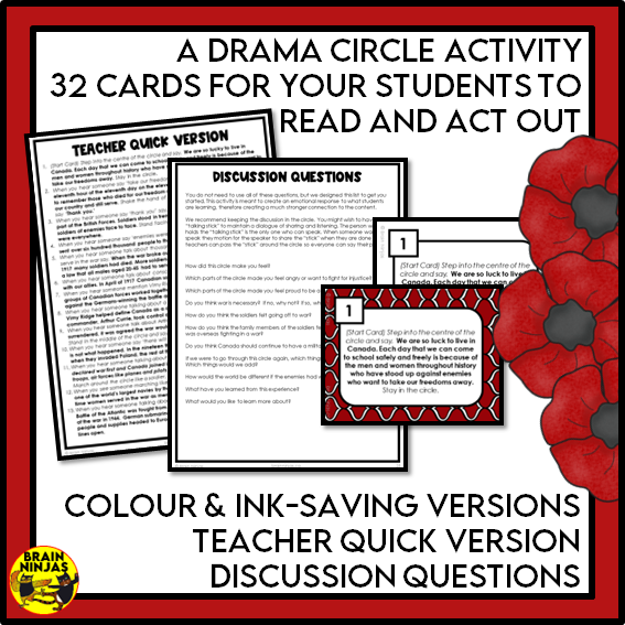 Remembrance Day Bundle Reading Writing Social Studies and Art Activities | Paper and Digital