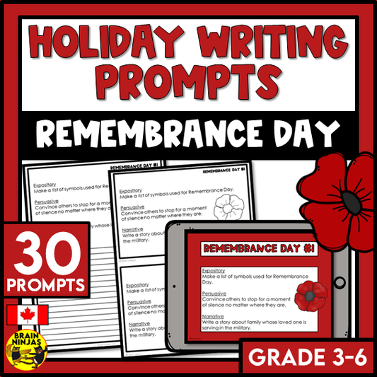Remembrance Day Writing Prompts | Paper and Digital