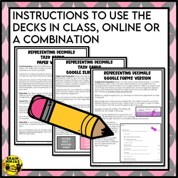 Representing Decimals Place Value Math Task Cards | Paper and Digital