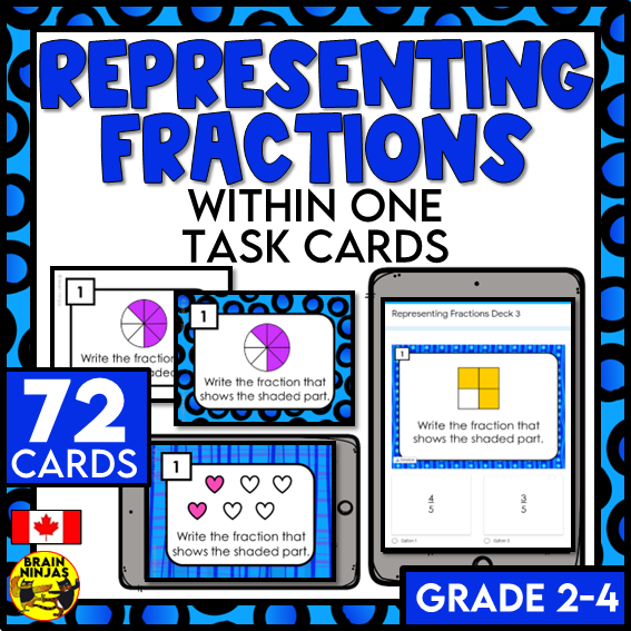 Representing Fractions Math Task Cards | Paper and Digital