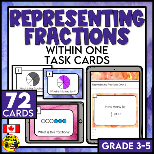 Fractions Within One Whole and Part Math Task Cards | Paper and Digital