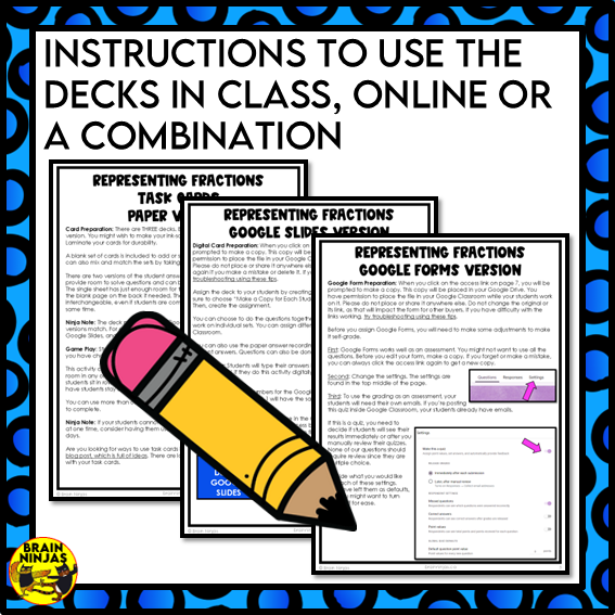 Representing Fractions Math Task Cards | Paper and Digital