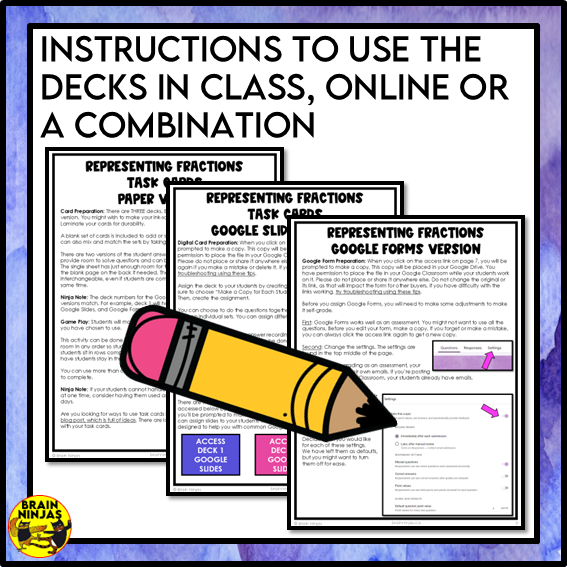 Fractions Within One Whole and Part Math Task Cards | Paper and Digital