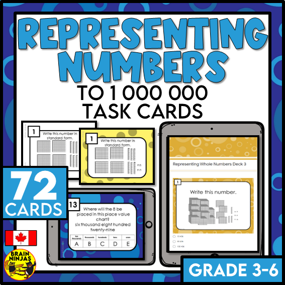 Representing Numbers to 1 000 000 Math Task Cards | Paper and Digital