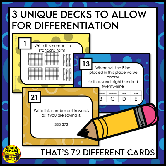 Representing Numbers to 1 000 000 Math Task Cards | Paper and Digital