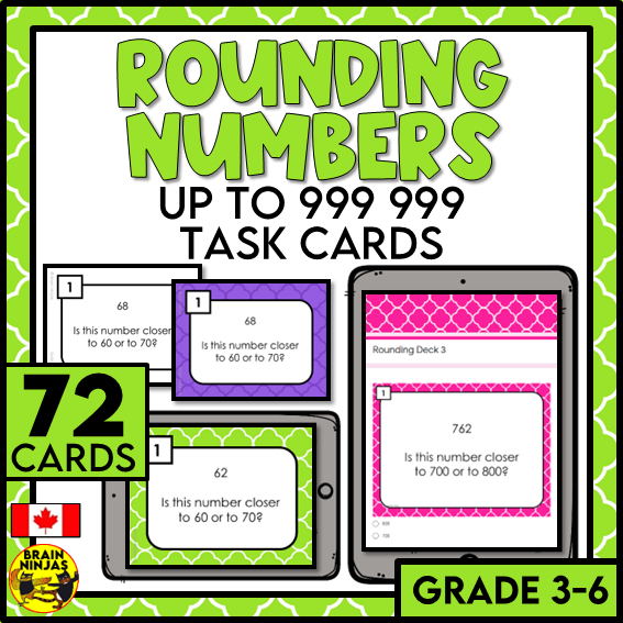 Rounding Numbers Math Task Cards | Paper and Digital