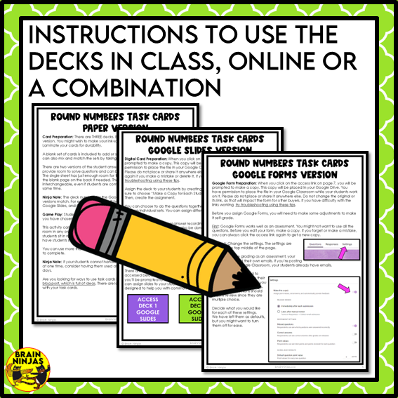 Rounding Numbers Math Task Cards | Paper and Digital