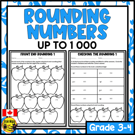 Rounding Numbers to 1 000 Math Worksheets | Paper | Grade 3