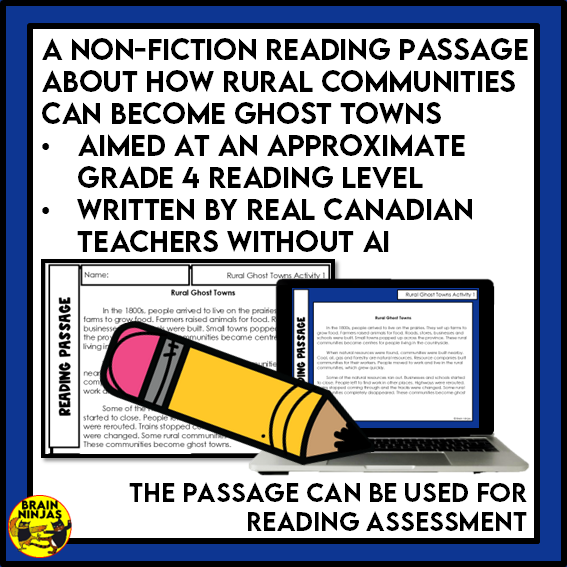 Rural Ghost Towns Reading Comprehension Activities | Paper and Digital