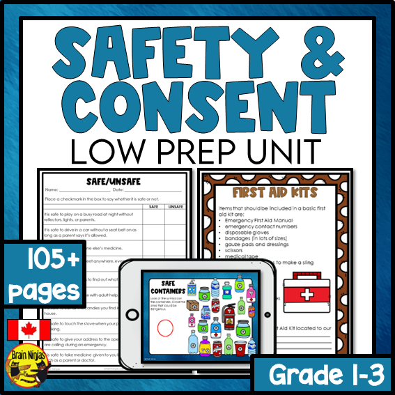 Safety and Consent | Health and Wellness Unit | Paper and Digital | Grade 1 to 3