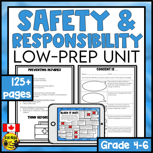 Safety and Responsibility | Health and Wellness Unit | Paper and Digital | Grade 4 to 6