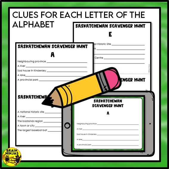 Saskatchewan Geography Scavenger Hunt | Paper and Digital