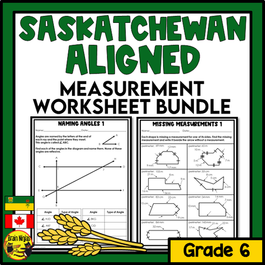 Saskatchewan Aligned Measurement Math Worksheets Bundle | Paper | Grade 6