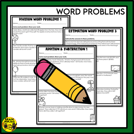 Saskatchewan Aligned Number Operations Math Worksheets Bundle | Paper | Grade 4