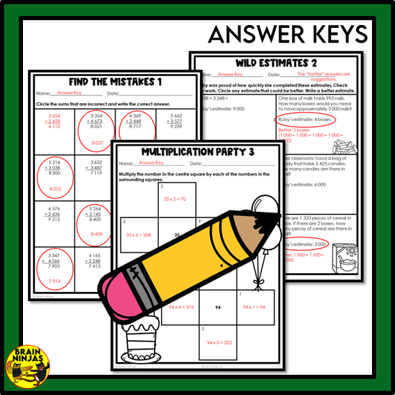 Saskatchewan Aligned Number Operations Math Worksheets Bundle | Paper | Grade 4
