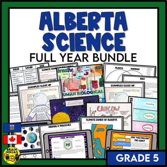 Alberta Science Grade 5 Full Year Lessons and Activities Bundle | Paper and Digital