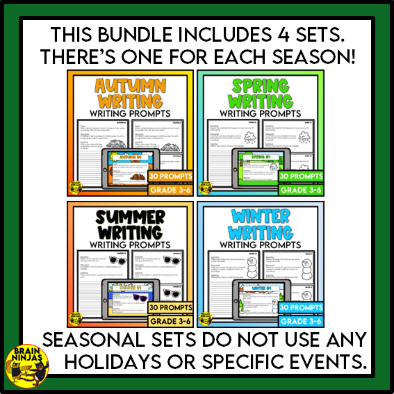 Seasonal Writing Prompts | Paper and Digital