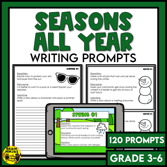 Seasonal Writing Prompts | Paper and Digital