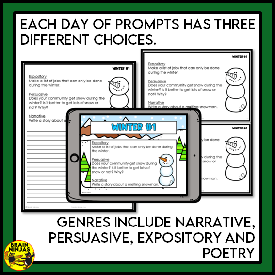 Seasonal Writing Prompts | Paper and Digital